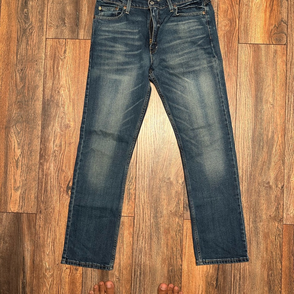Levi's Blue Straight Jeans with Vintage-Inspired Fading